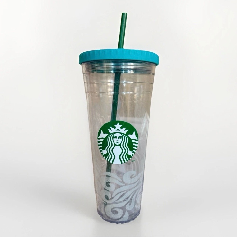 2012 Hawaii STARBUCKS Tumbler Waves Acrylic Lid 24 OZ Hawaiian With Straw
